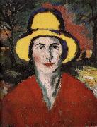 Kasimir Malevich The Woman wear the hat in yellow oil painting artist